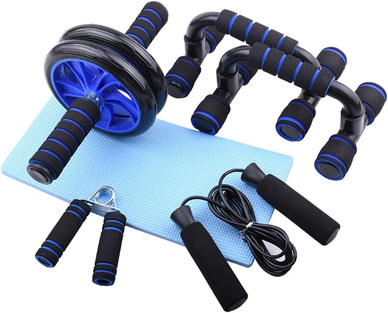 Sethruki Abdominal Muscle Training Rollers, 5-In-1 Roller Kit with Knee Pads, Push-Up Bars, Handle Grips, Skipping Ropes, Home Gym Exercise Kits Suitable for Physical Training - Image 1